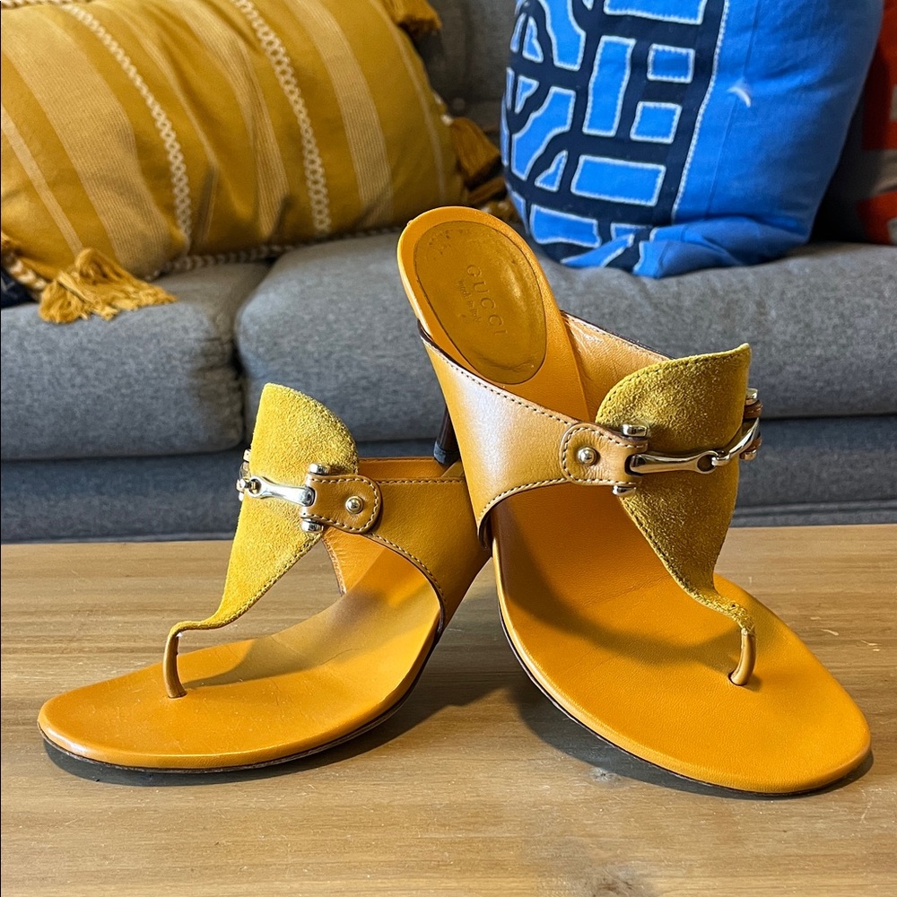 Gucci Mustard Yellow Leather Sandals